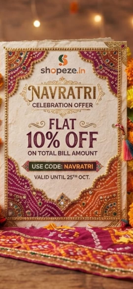 Navratri Special Celebration Offer get 10% off on your total bill amount . Shopeze.in